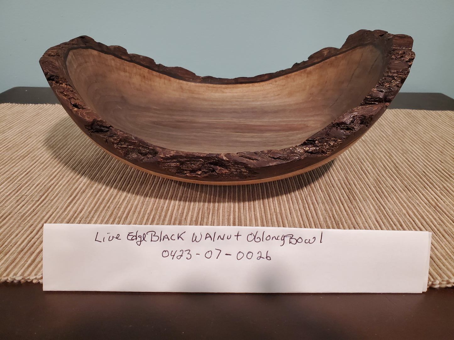 Black walnut live edge oblong bowl 0423-07-0026