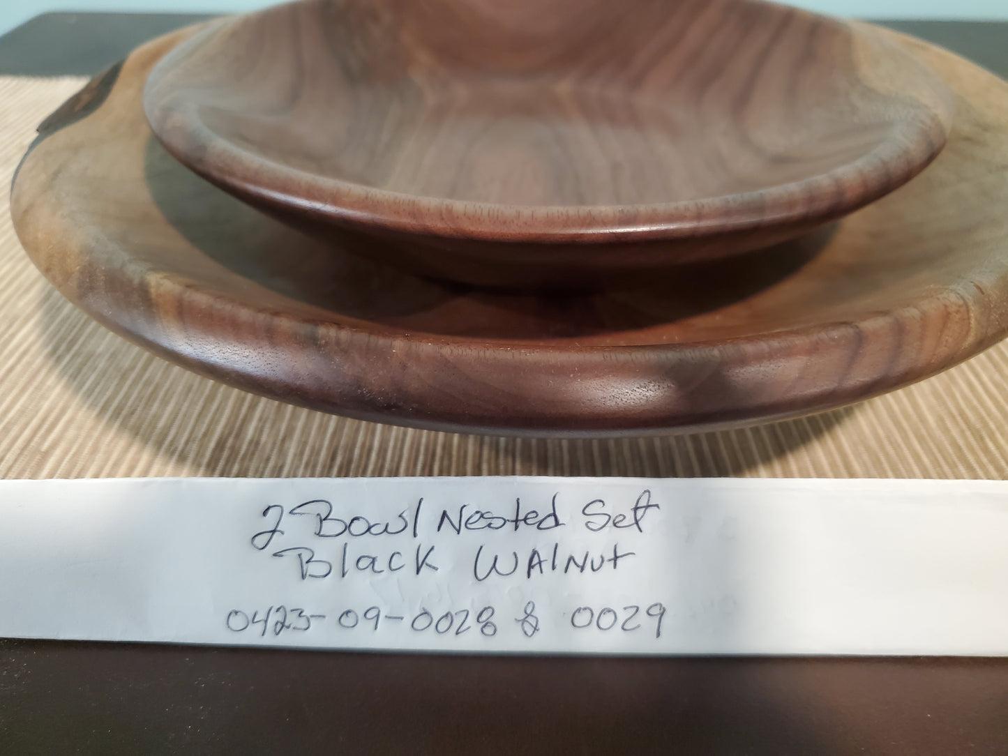 Black Walnut round plate set 0423-09-0028 & 0029