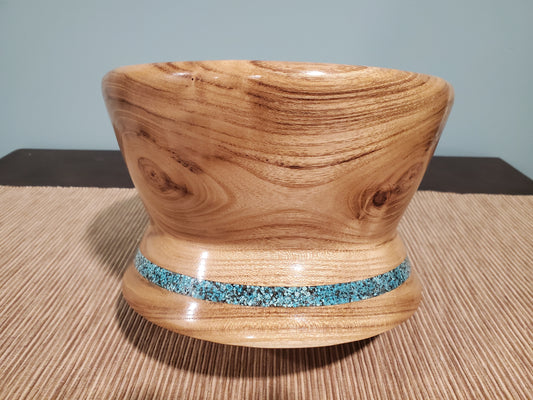 Locust bowl with alabaster inlay #0523-05-0035