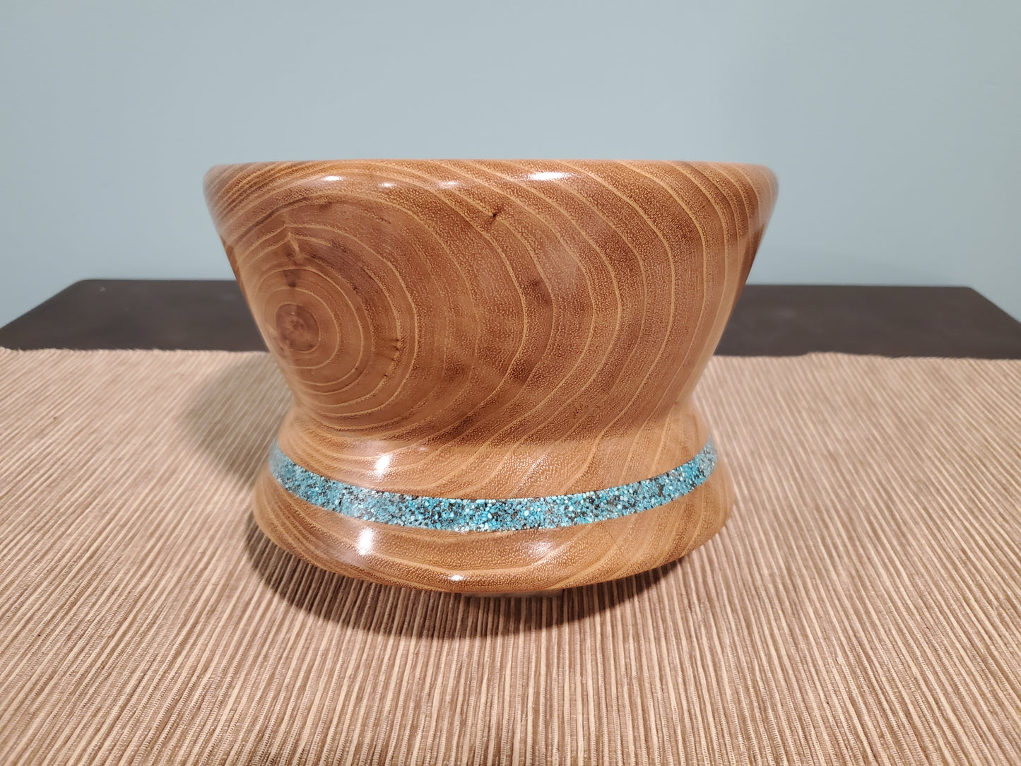 Locust bowl with alabaster inlay #0523-05-0035