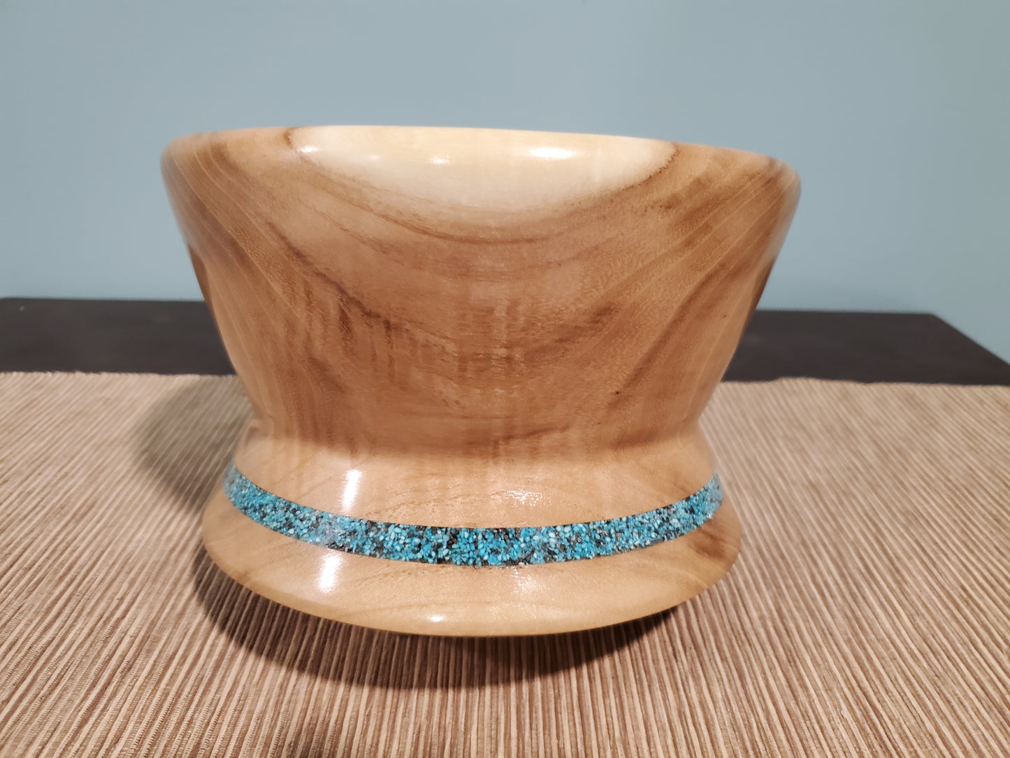 Locust bowl with alabaster inlay #0523-05-0035