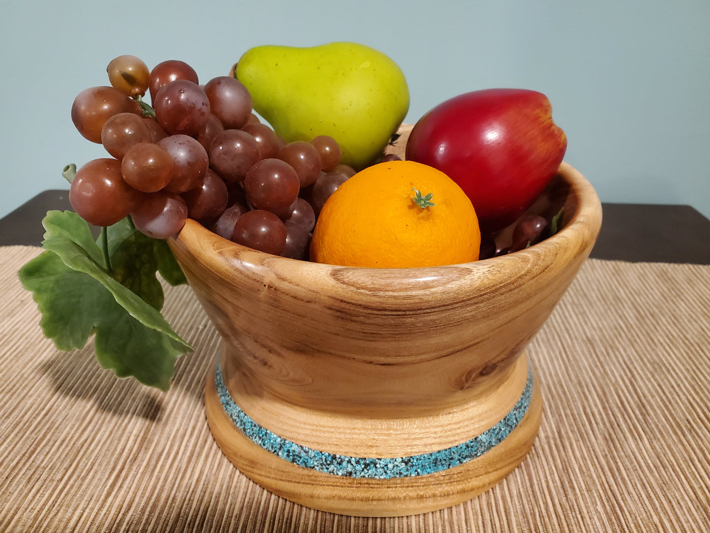 Locust bowl with alabaster inlay #0523-05-0035