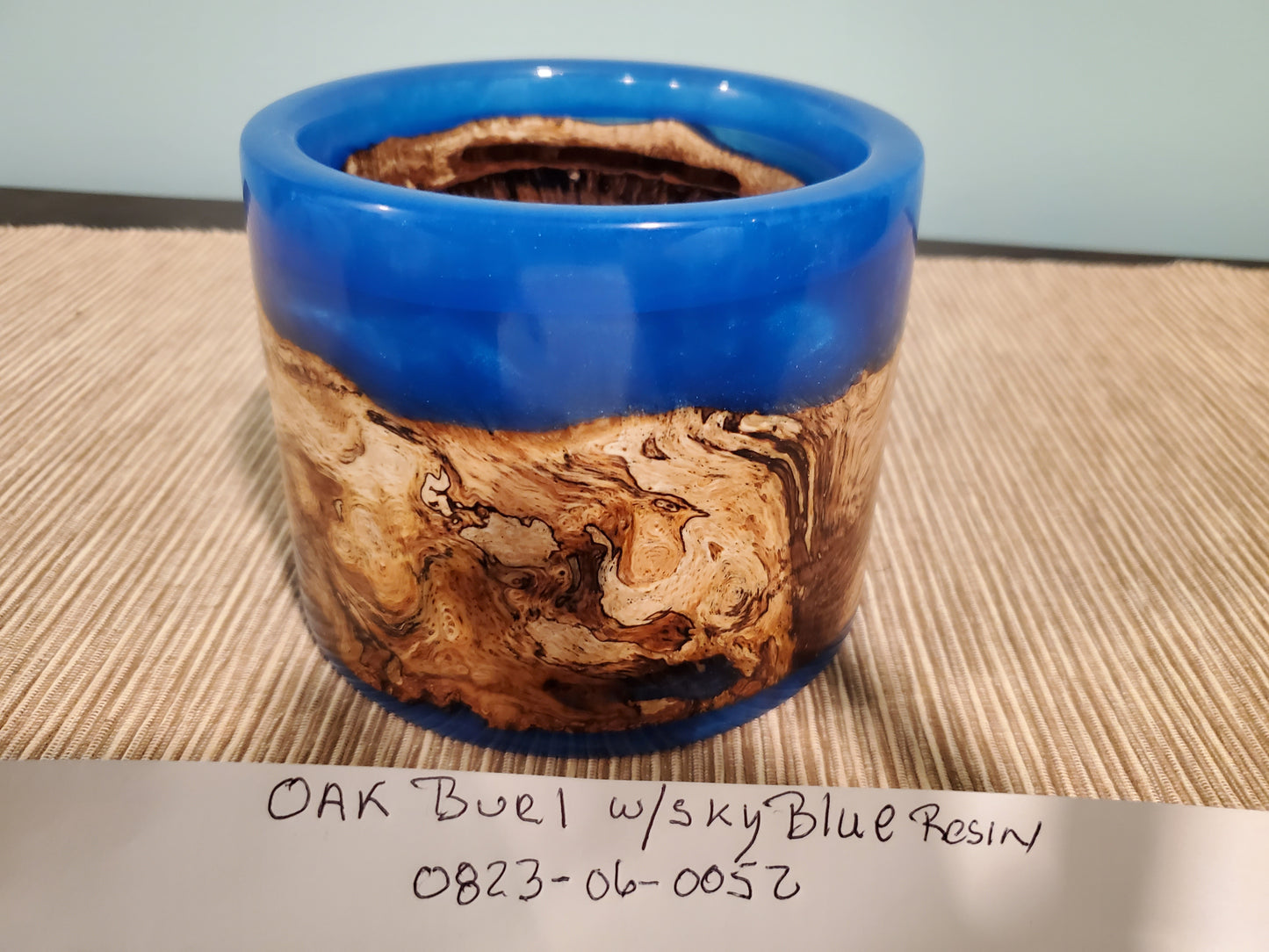 Oak Spalted Burl with Sky Blue Resin 0823-06-0052