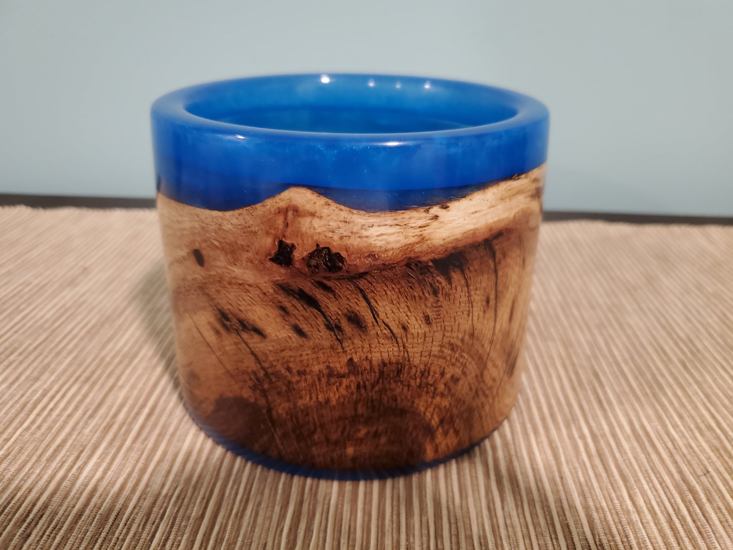 Oak Spalted Burl with Sky Blue Resin 0823-06-0052