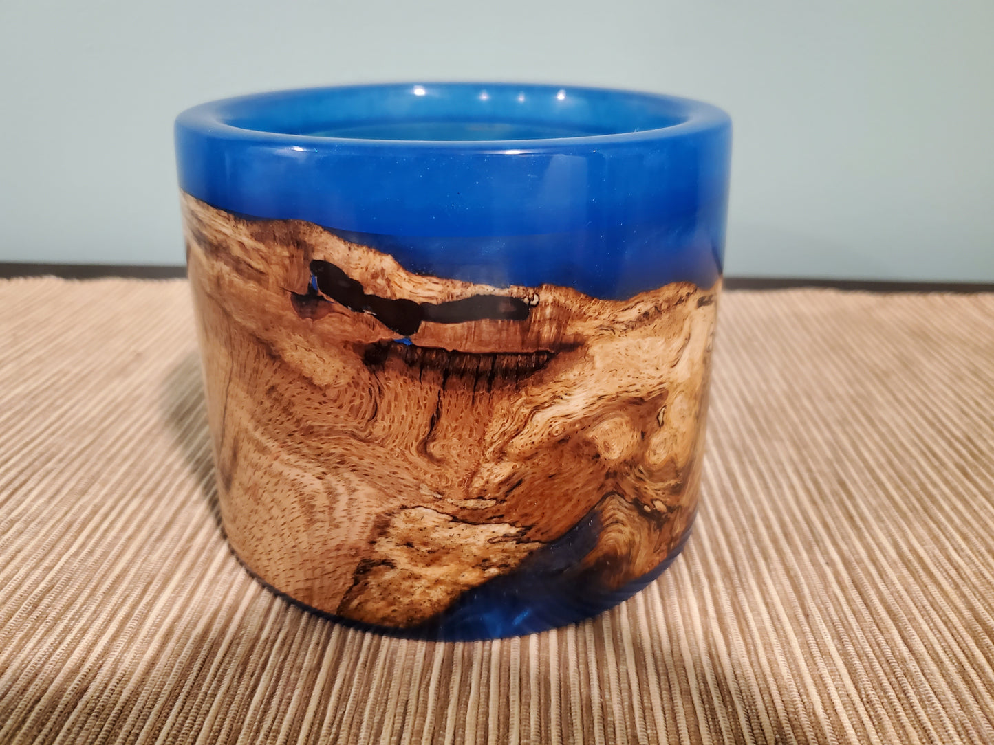 Oak Spalted Burl with Sky Blue Resin 0823-06-0052