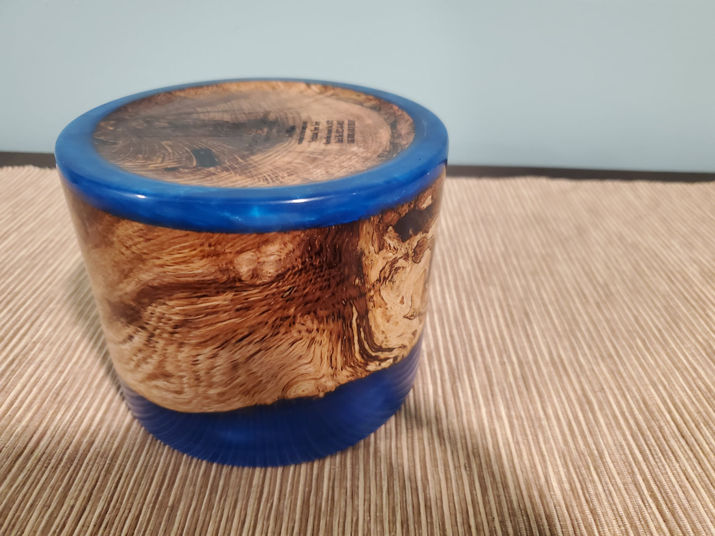 Oak Spalted Burl with Sky Blue Resin 0823-06-0052