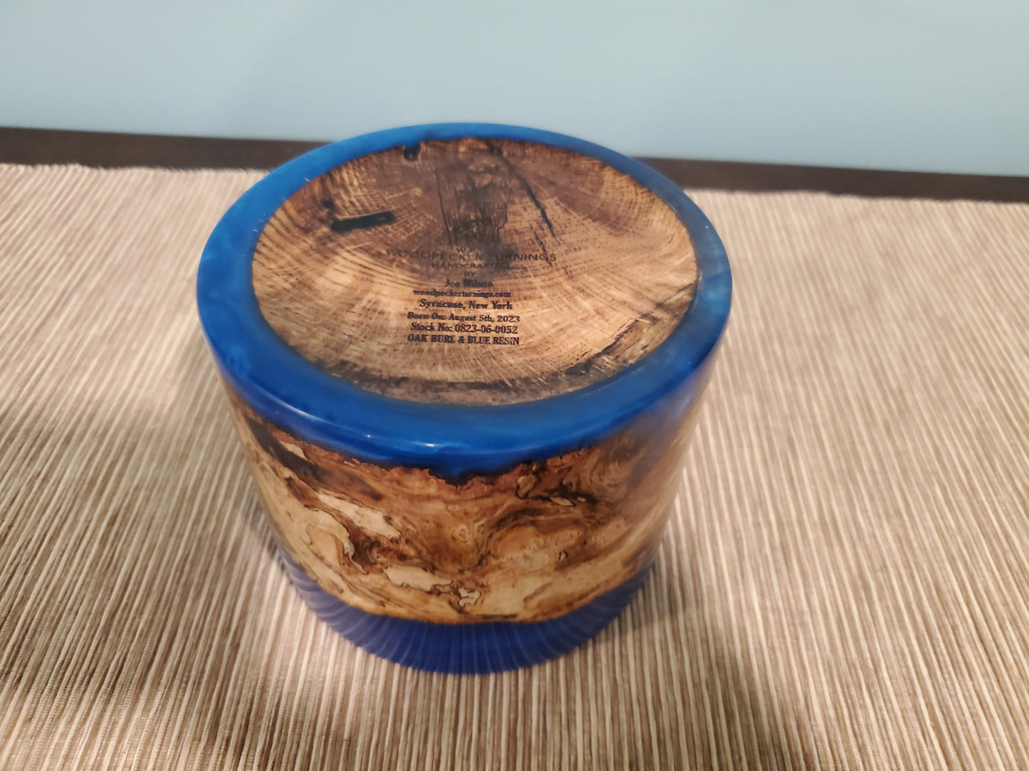 Oak Spalted Burl with Sky Blue Resin 0823-06-0052