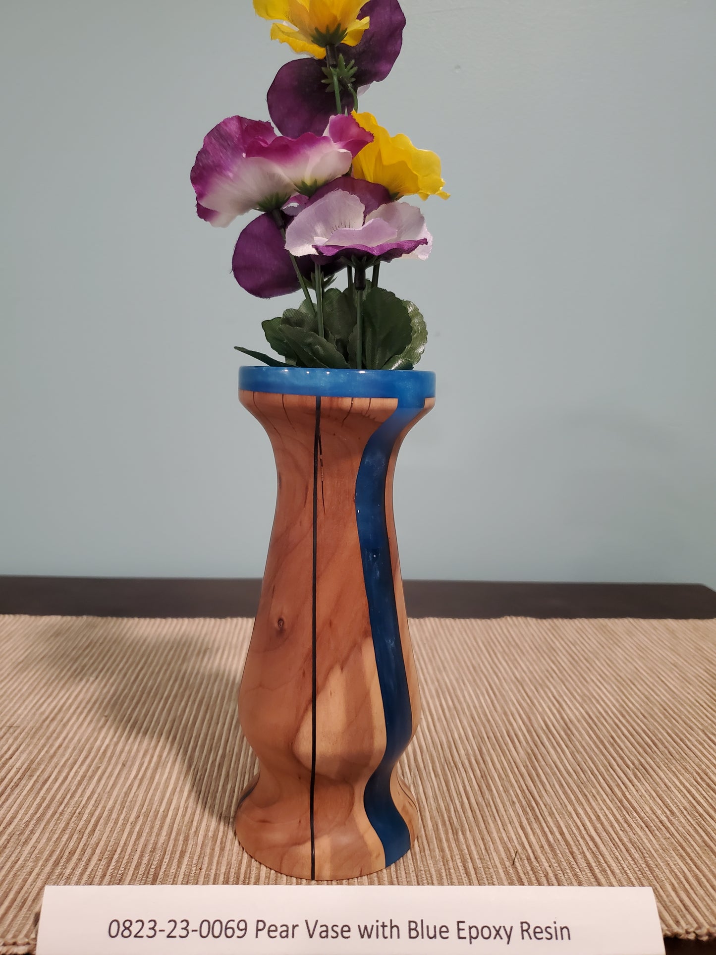 Pear Vase with Blue Epoxy Resin 0823-23-0069