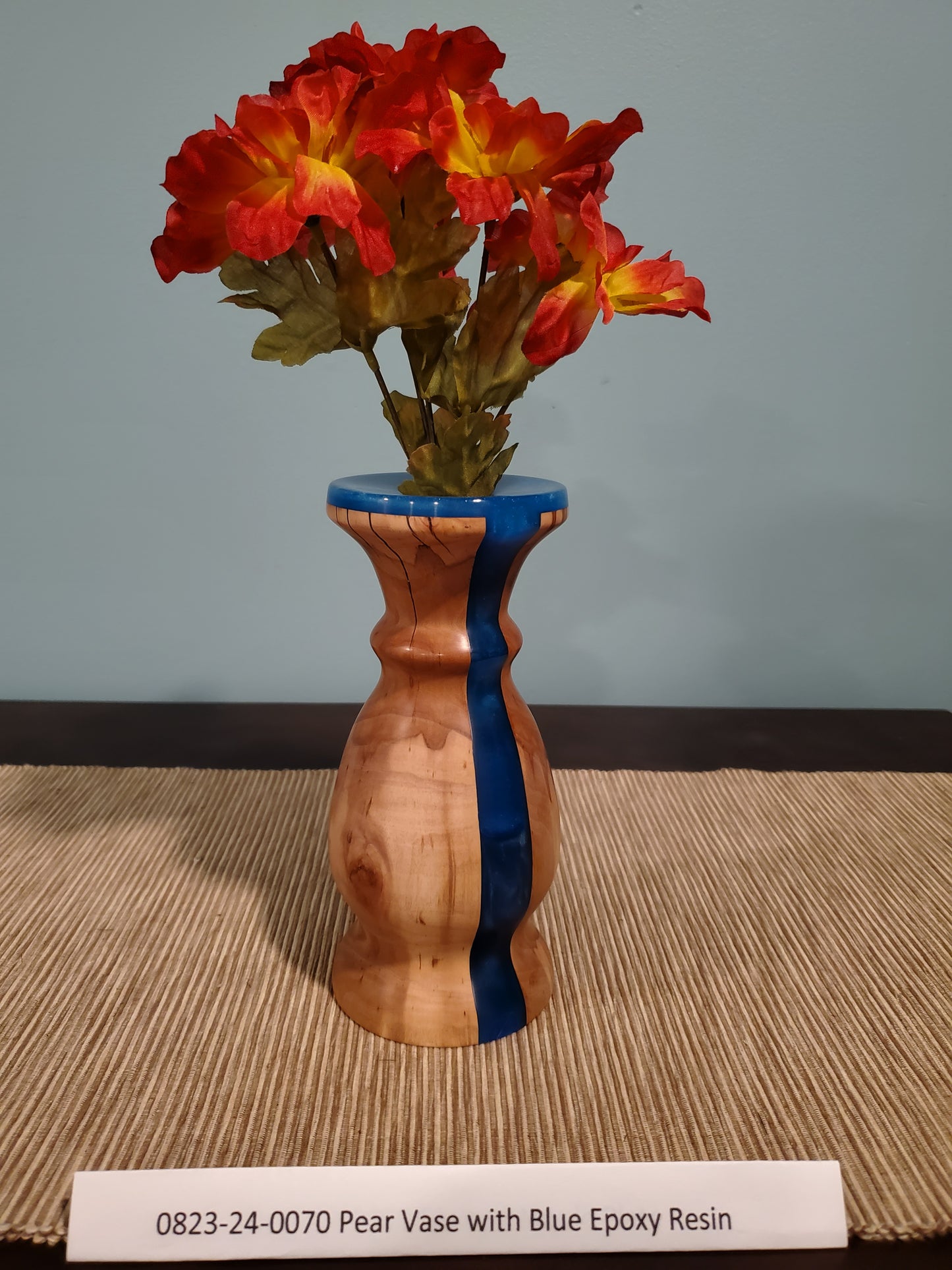 Pear Vase with Blue Epoxy Resin 0823-24-0070