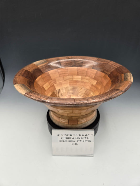 Segmented Black Walnut Cherry & Oak Bowl