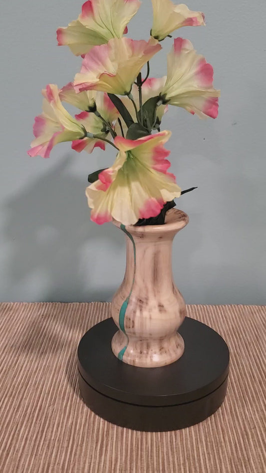 Hackberry Vase with Green Epoxy Resin 0823-08-0054