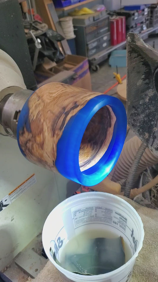 Oak Spalted Burl with Sky Blue Resin 0823-06-0052