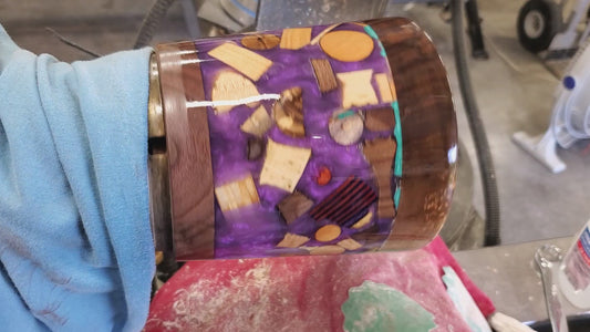 Purple Resin & assorted wood container 0723-02-0042