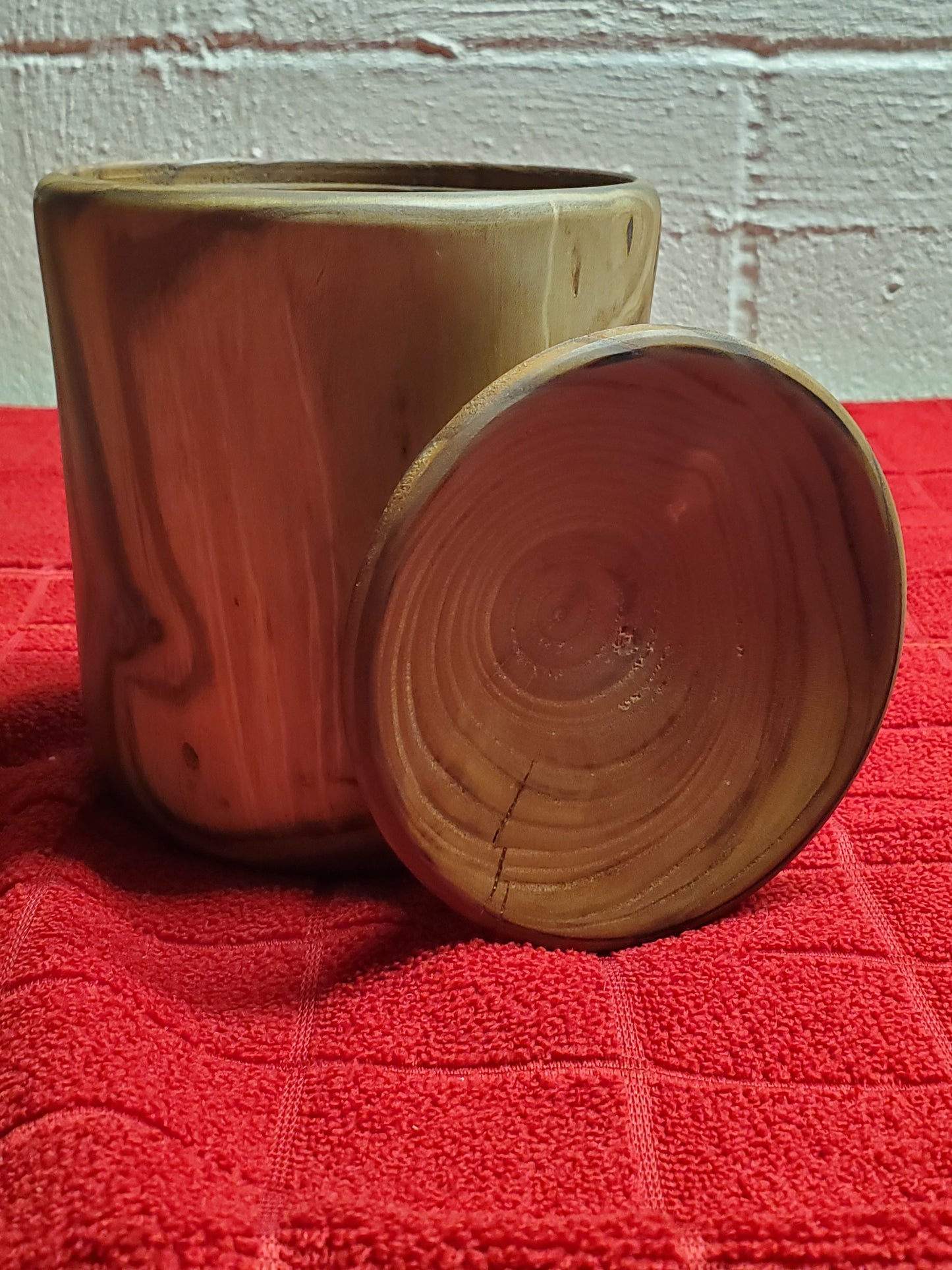 Russian Olive End Grain turned container with Top 0223-01-0003