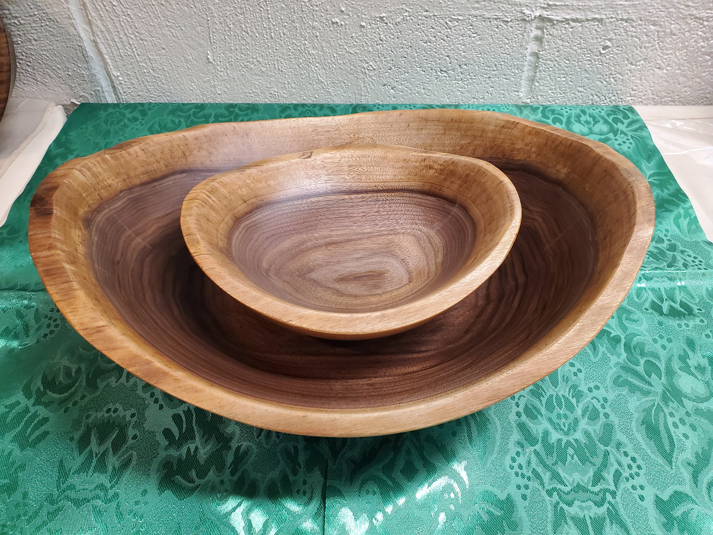 Black Walnut Live Edge Two Bowl Nested Set 0223-09-0010 and 0223-10-0011