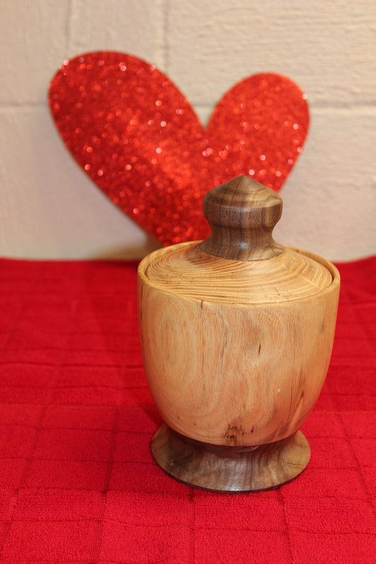 Locust and Black Walnut container with lid #0123-02-0002